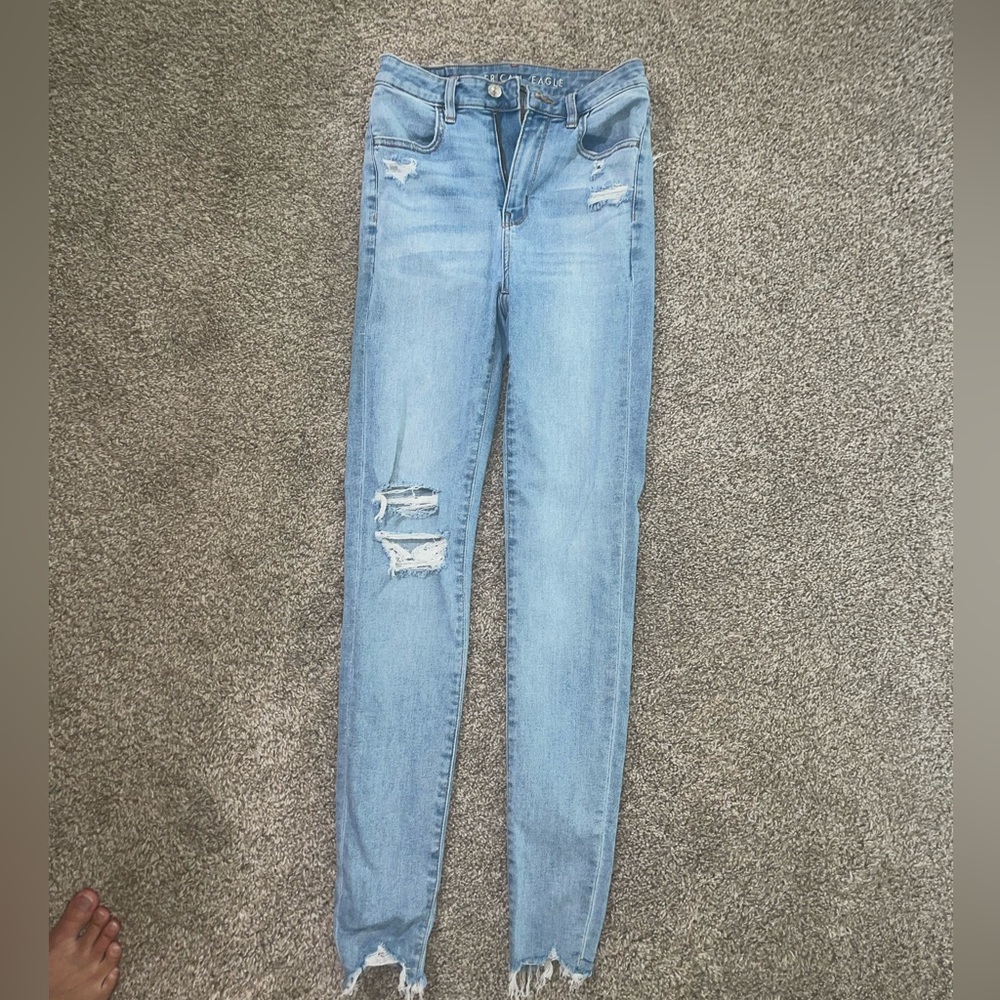 American Eagle Outfitters Light Blue Ripped Skinny Jeans